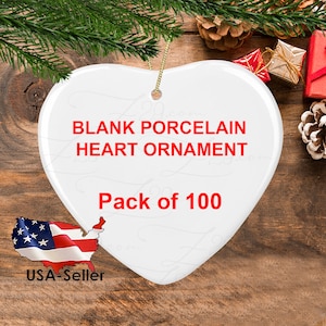 Heart ornament for sublimation-blank heart ceramic ornament bulk-Heart shaped porcelain ornament wholesale pack of 100
