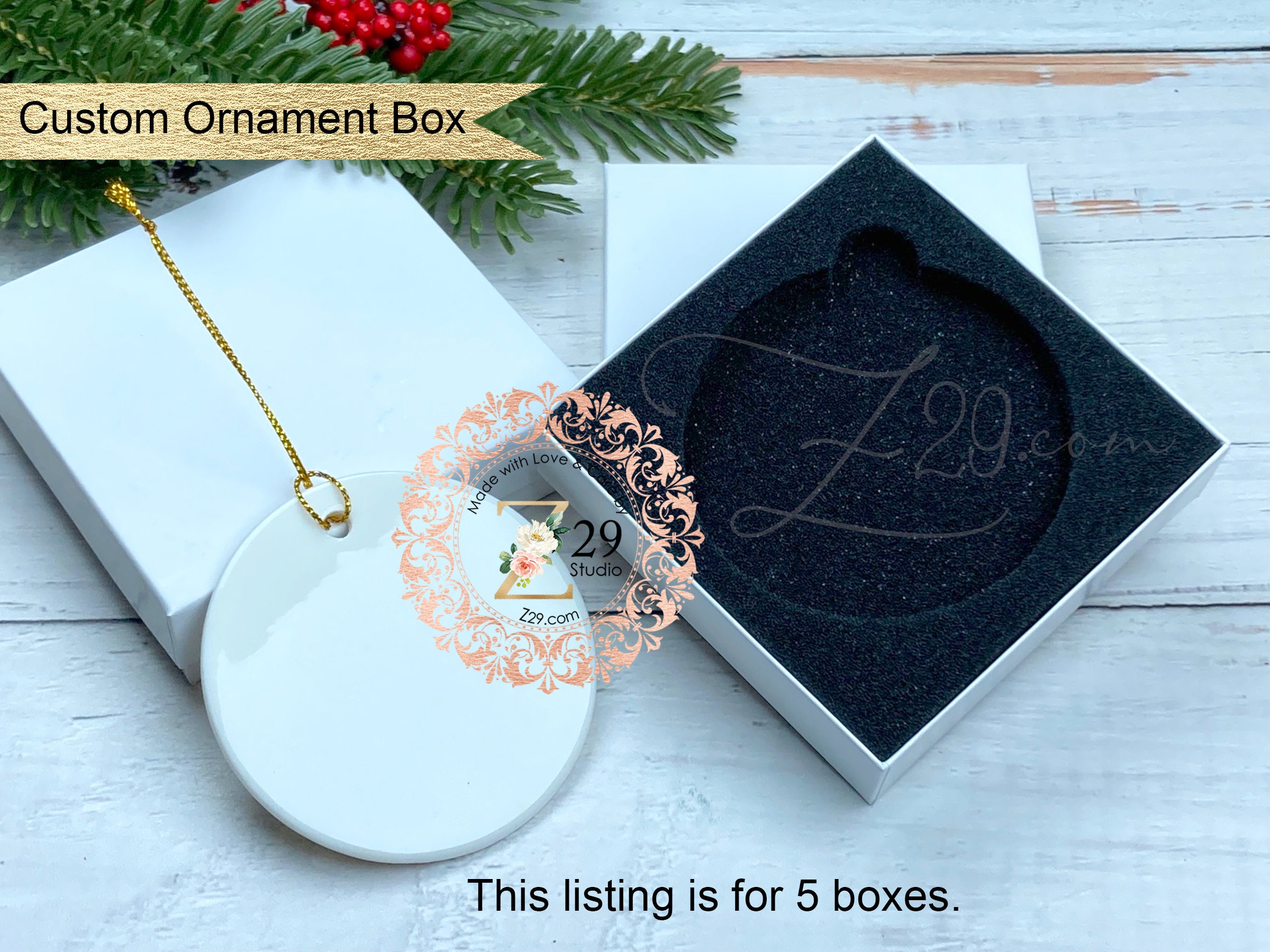 Gift Box for Round Porcelain Ornament with Foam Insert