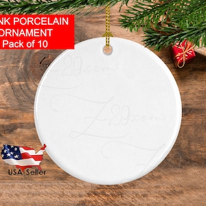 Blank porcelain round ornament for sublimation-blank wholesale disc ceramic ornament-bulk Round Two Sided Ceramic Sublimation