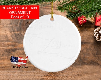 Blank porcelain round ornament for sublimation-blank wholesale disc ceramic ornament-bulk Round Two Sided Ceramic Sublimation