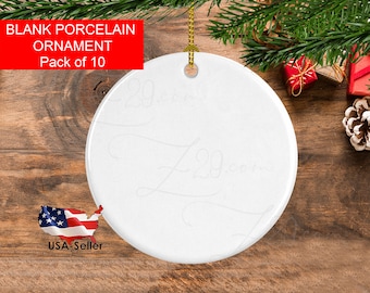 Blank porcelain round ornament for sublimation-blank wholesale disc ceramic ornament-bulk Round Two Sided Ceramic Sublimation