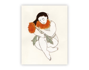 Embracing the Weeds Print / Latinx Art, Healing, Dahlia, Self-love