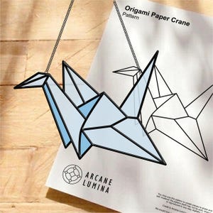 Papieren kraanvogel vouwen | Glas-in-loodpatroon | Sjabloon voor raamhanger | Geschikt voor beginners | Digitale download in PDF & PNG | Printbaar