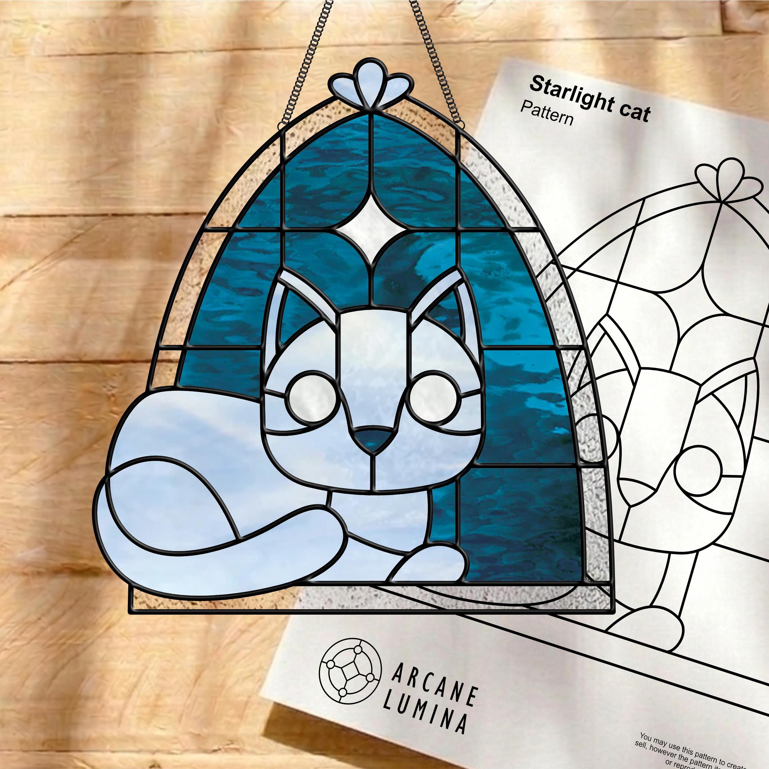 Starlight Cat Stained Glass Pattern | Suncatcher Template | PDF & PNG ...