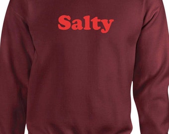 Salty Womens Ladies Funny Crop Tops Hoodie Hoody Croptop Hood Long SLeeve Christmas Gift Top Slogan Swimming Sea Holiday trip Unisex