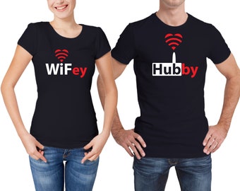 Couple matching shirt wifey hubby husband wife funny wedding anniversary tee shirt t-shirt tshirt t shirt gift for new couple internet