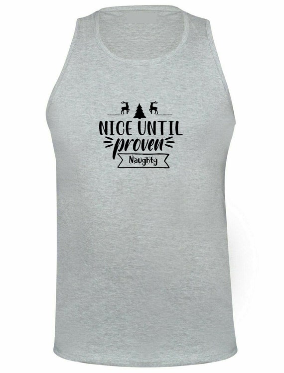 CuteyKids Novelty Merry Christmas Vest Vests Top Tank Gym Workout Exercise Yoga Nice Until Proven Naughty Joke Funny Slogan Joke Xmas Unisex