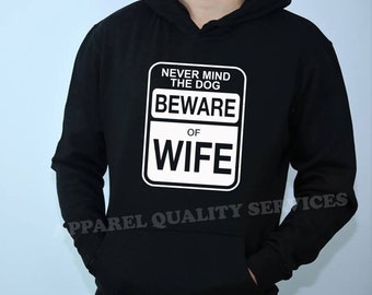 Cartello Metallo Umoristico Per Garage – "Warning: Forget The Dog, Beware Of Wife" – 30,5x20,3 Cm – Insegna Da Parete Per Uomo - 2