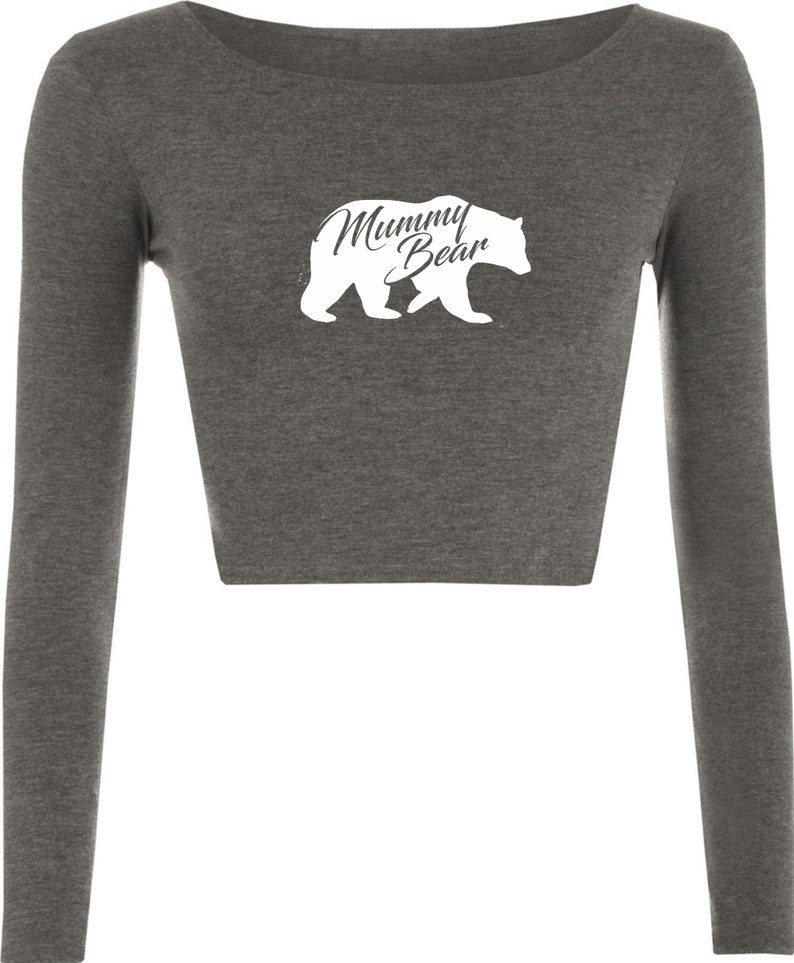 Mummy Bear Funny ladies Crop Top Crop-Tops CropTops Womens Birthday present gift for mother/'s day mama mummy mom Top Chritsmas Top