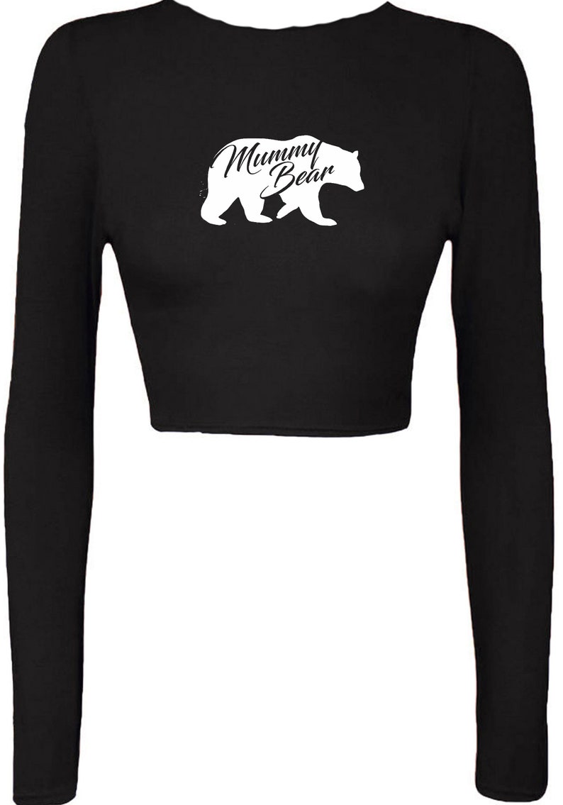 Mummy Bear Funny ladies Crop Top Crop-Tops CropTops Womens Birthday present gift for mother/'s day mama mummy mom Top Chritsmas Top