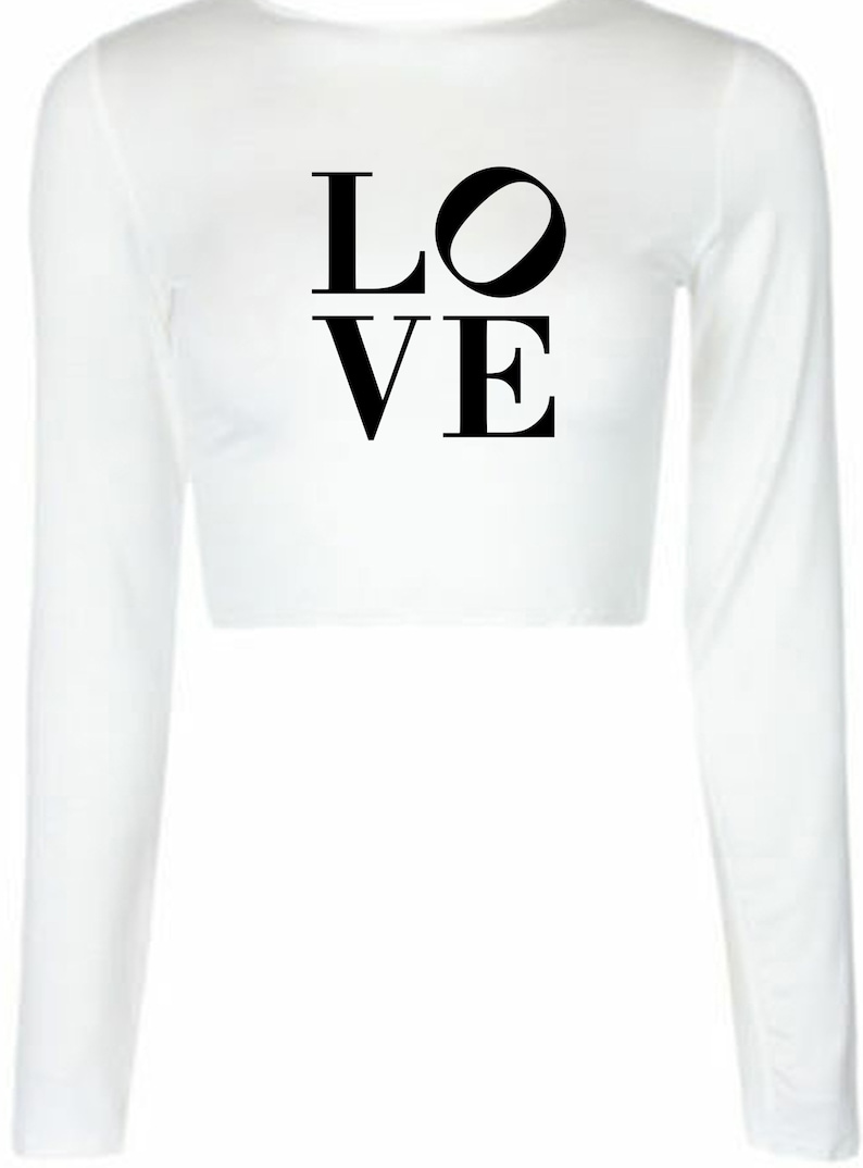 LOVE Crop Tops Crop-Tops Long Sleeve Fashion Unisex Tumblr Hipster Cool Funny Slogan Xmas Gift Valentines Gift for Her Ladies Girls