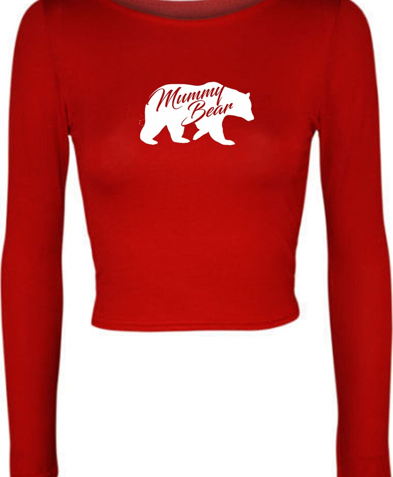 Mummy Bear Funny ladies Crop Top Crop-Tops CropTops Womens Birthday present gift for mother/'s day mama mummy mom Top Chritsmas Top