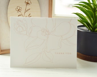 Simple Flower Thank You Cards | Hand Illustrated | 4x5.5inch Cards + Brown Paper Envelopes