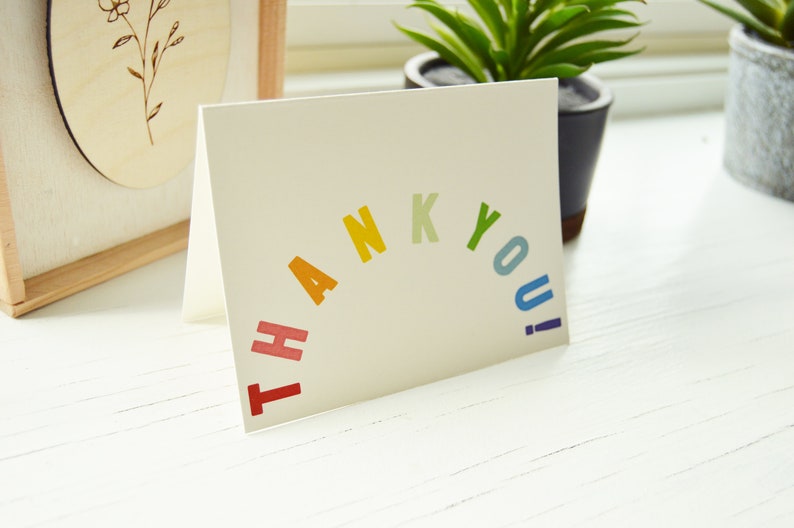 THANK YOU Rainbow Cards 4 x 5.25 inch Cards Brown Paper Envelopes image 3