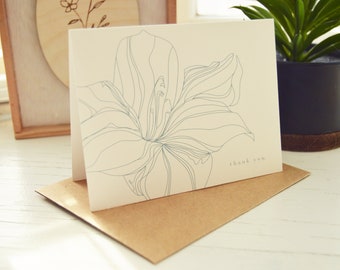 Tiger Lily Thank You Cards | Hand Illustrated | 4x5.5inch Cards + Brown Paper Envelopes