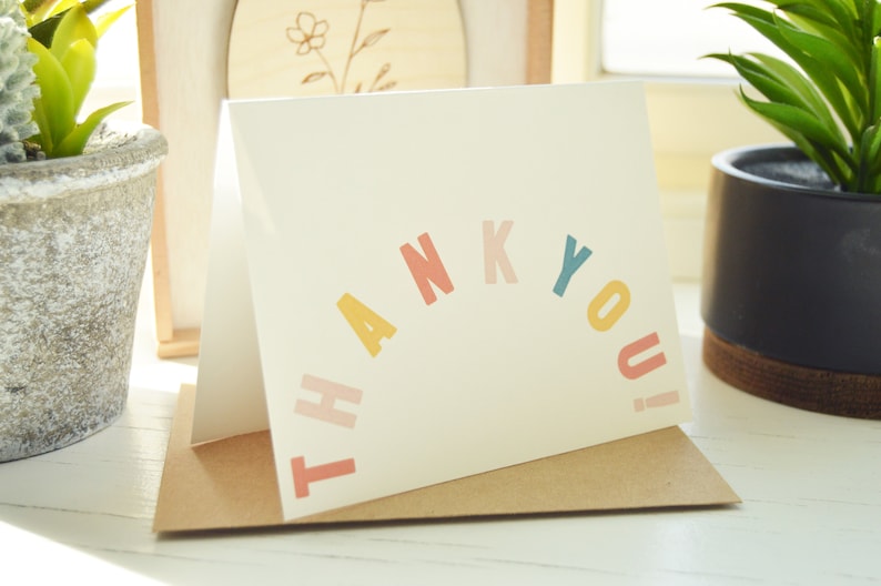 Thank You! Cards | 4 x 5.25 inch Cards + Brown Paper Envelopes image 2