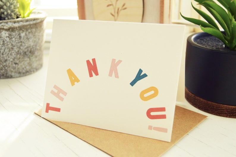 Thank You! Cards | 4 x 5.25 inch Cards + Brown Paper Envelopes image 3