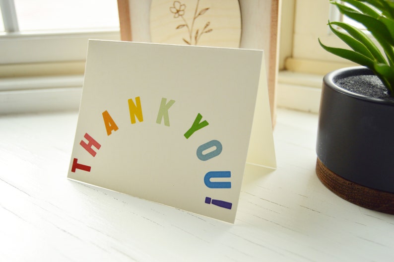 THANK YOU Rainbow Cards 4 x 5.25 inch Cards Brown Paper Envelopes image 2