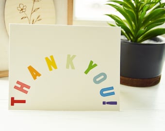 THANK YOU! Rainbow Cards | 4 x 5.25 inch Cards + Brown Paper Envelopes
