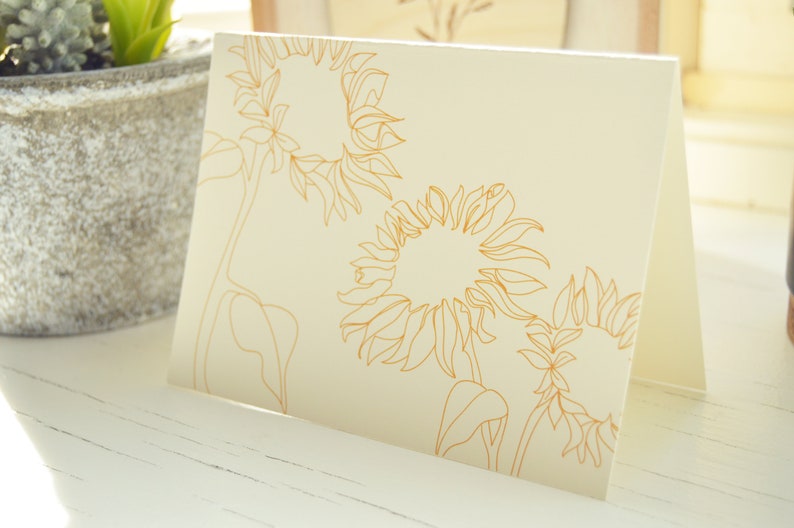 Simple Sunflower Cards | Hand Illustrated | 4 X 5.5inch Blank Cards ...