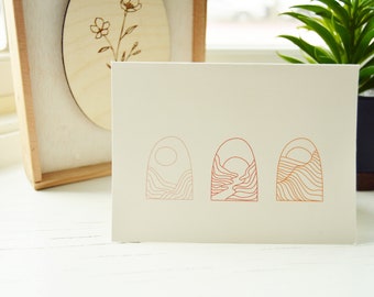 Simple Landscape Cards | Hand Illustrated | 4 x 5.5inch Blank Cards + Brown Paper Envelopes