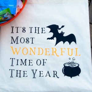 Halloween Trick-Or-Treat Bag, Canvas Bag, Most Wonderful Time of the Year, Bats, Witches