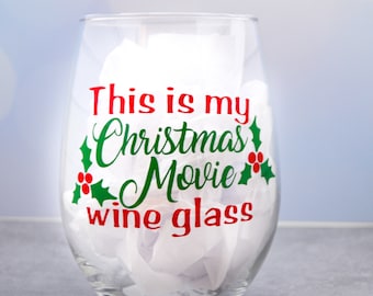 Christmas Wine Glasses, Wine Glass, Christmas Party Gifts, Christmas Wine, Party Favor, Let's Get Lit, Jingle Juice, Christmas Movie Glass
