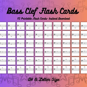Bassleutel-flashkaarten: afdrukbaar | Flashkaarten | Cello, contrabas, basgitaar, fagot, linkerhand piano, orgel, bas- en baritonstem
