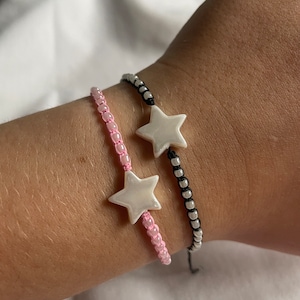Bracelet perles étoile irisée - Ajustable
