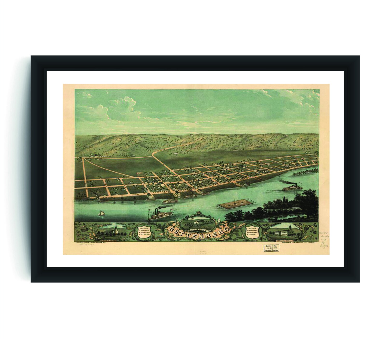 Vintage Guttenberg IA Map Antique Map Vintage Wall Art Etsy