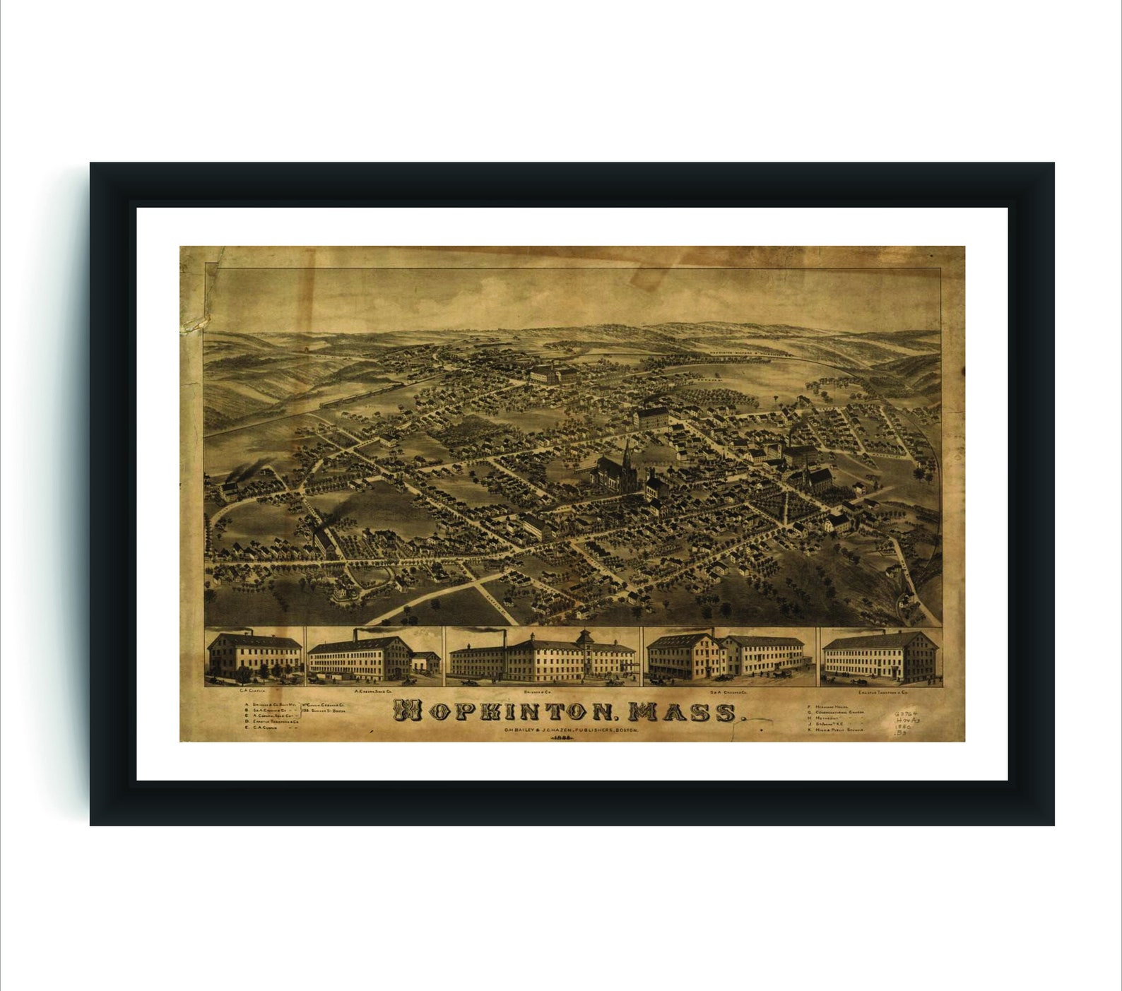 Vintage Hopkinton MA Map Antique Map Vintage Wall Art Etsy