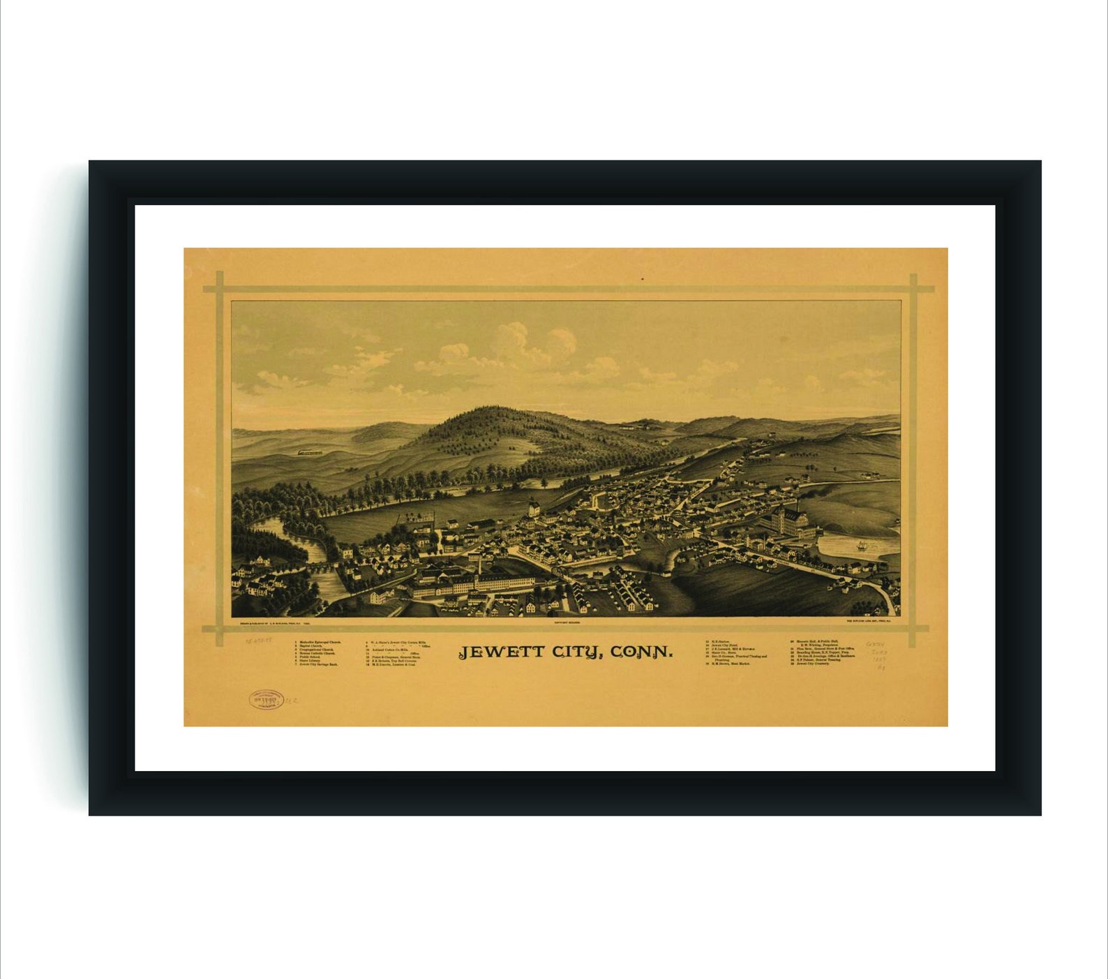 Vintage Jewett City CT Map Antique Map Vintage Wall Art Etsy