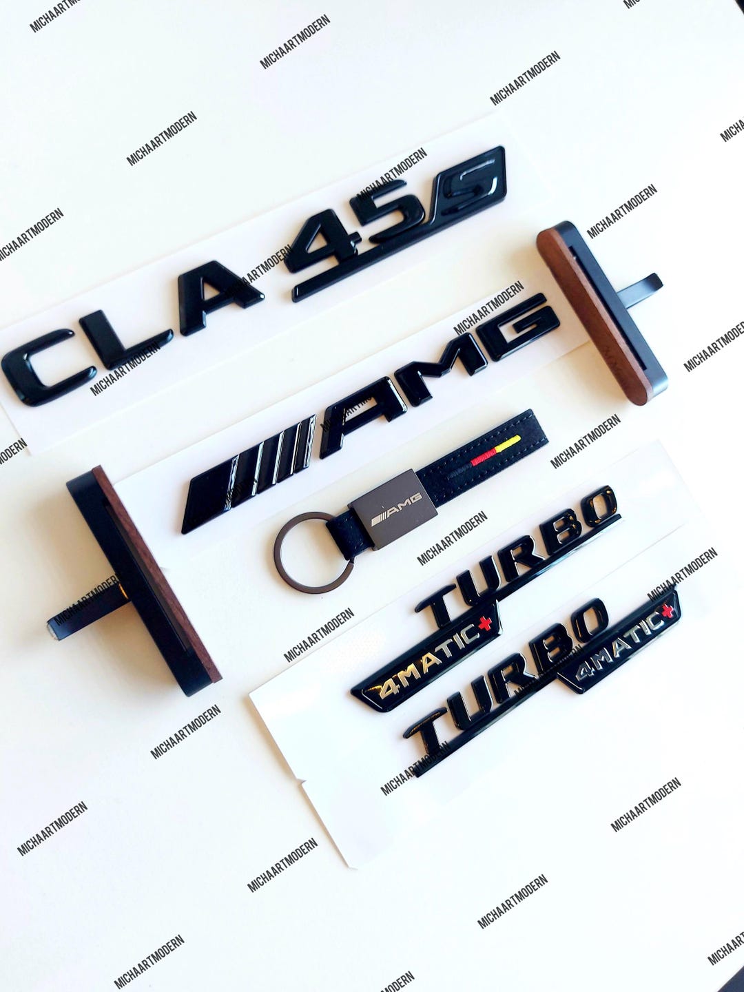 CLA 45s Set + Car Fragrance for Mercedes Benz - Emblem, Black Glossy ...