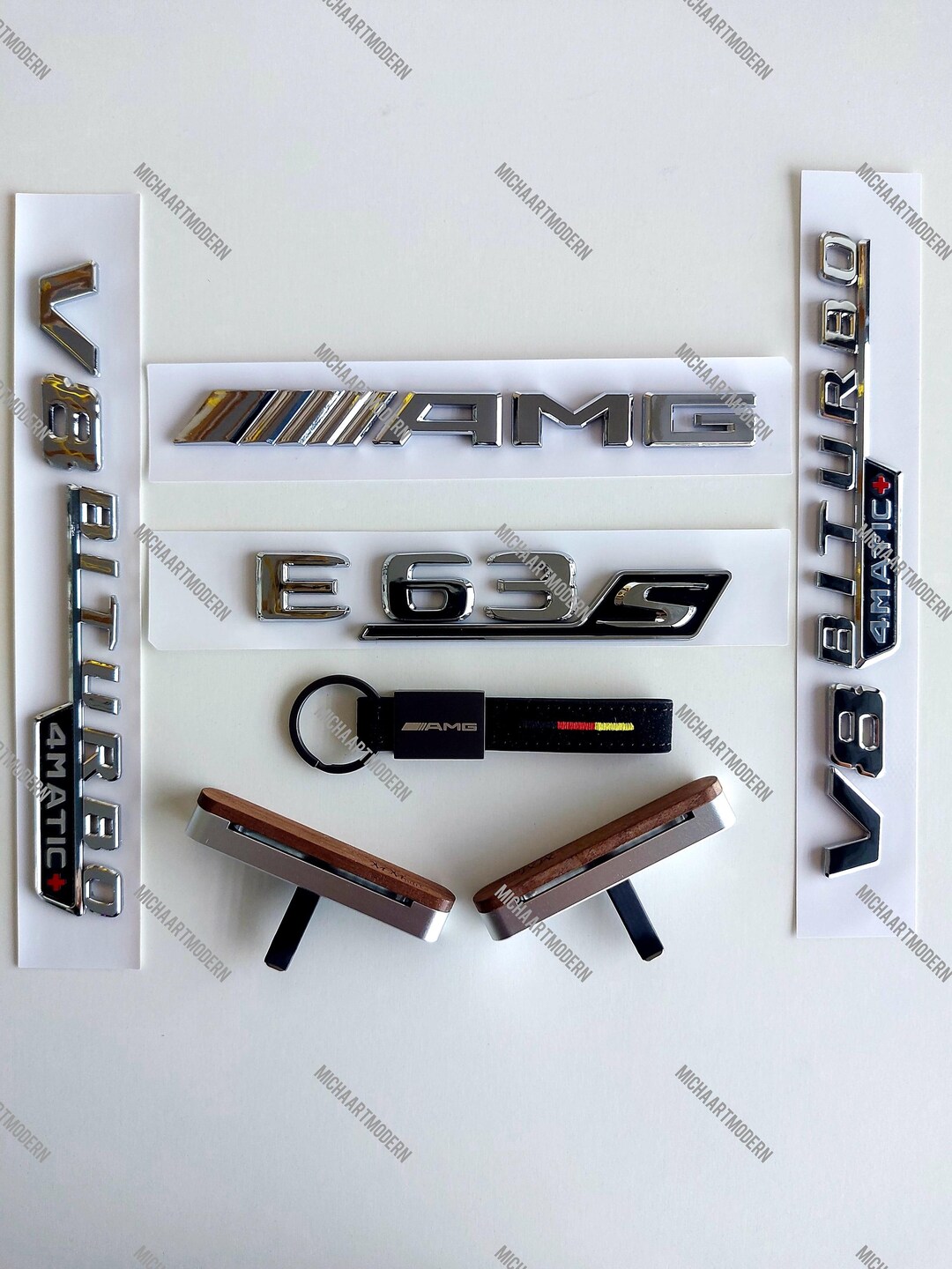 New E63s Chrome AMG Set for Mercedes Benz + Fragrance Set, Emblem, New ...