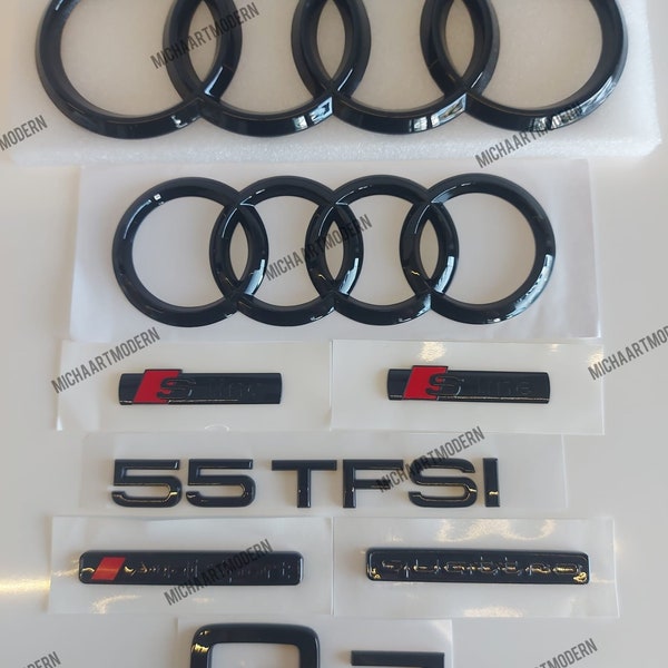 Audi Q7 Set 55TFSI Emblem, Schwarz Glänzend, Gloss Black, Neuware in Folie, Badges Paket, Quattro, Schriftzug, New, Exclusive Pack, 45TFSI..