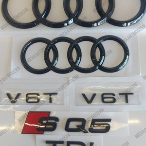 Audi SQ5 set emblem, glossy black, gloss black, new in foil, badges package, Quattro, lettering, new, exclusive pack, all black