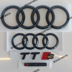 Audi TTS Set, Gloss Black, New, Emblem, Badges Package, Lettering, New, Exclusive Pack, 8N, 8J Model, 1998-2014
