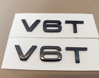2x V6T emblem, black glossy, new product in foil, lettering.....fits all Audi models, A1, A2, A3, A4, A5, A6, A7, A8, S1, S3, S4....