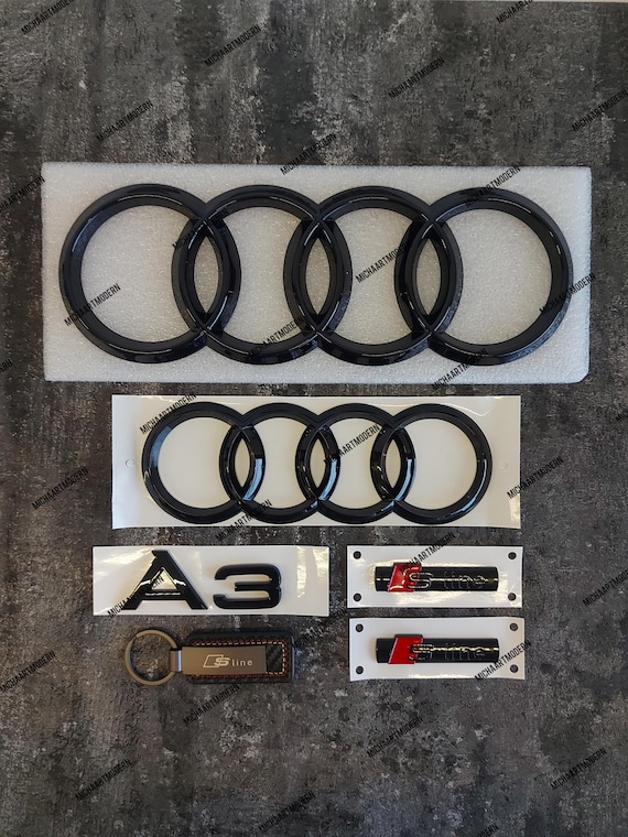 Emblemi Audi A1 Kit GB Nero Lucido - Loghi Anteriore/Posteriore E S Line Kit Loghi Nero Lucido - Foto 6