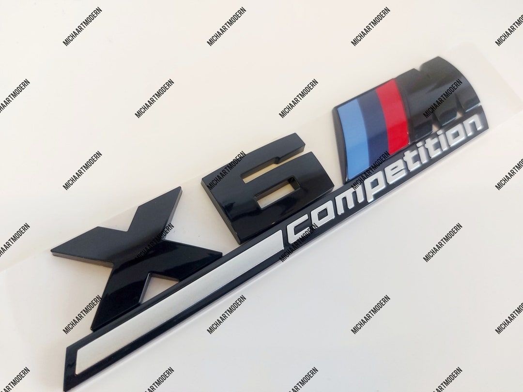 BMW X6M Competition Emblem, Black Glossy, New in Foil, Lettering ...