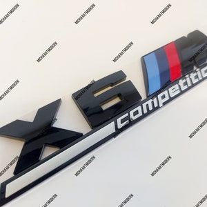 BMW X6M Competition Emblem, shiny black, new item in foil, lettering.....suitable for all X6 models