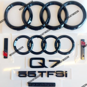 Audi Q7 Full Set, 50 TDI, 55 TFSI, Emblem, Black Glossy, Gloss Black, New in Foil, Badges Package, Lettering, New, Exclusive Pack