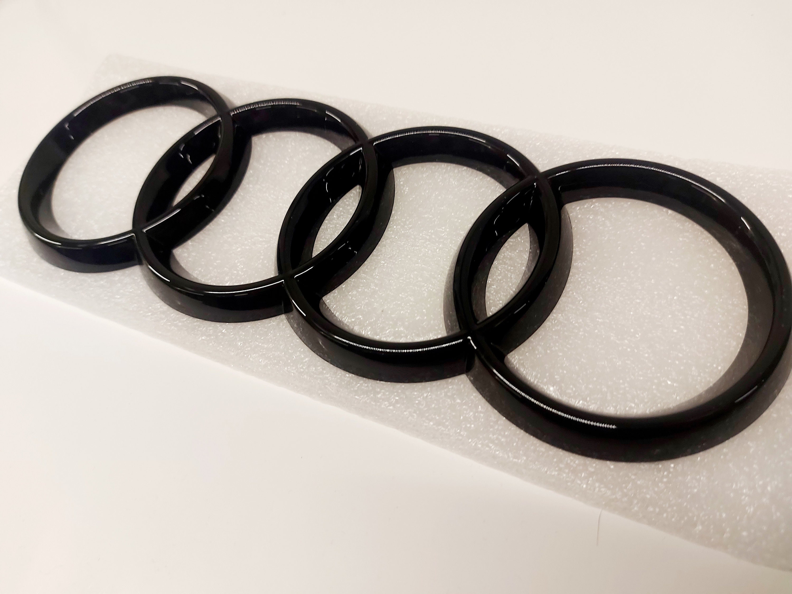 Small Audi Rings Audi Ring in All Sizes, (front) Emblem, Black Glossy, New in Foil ...