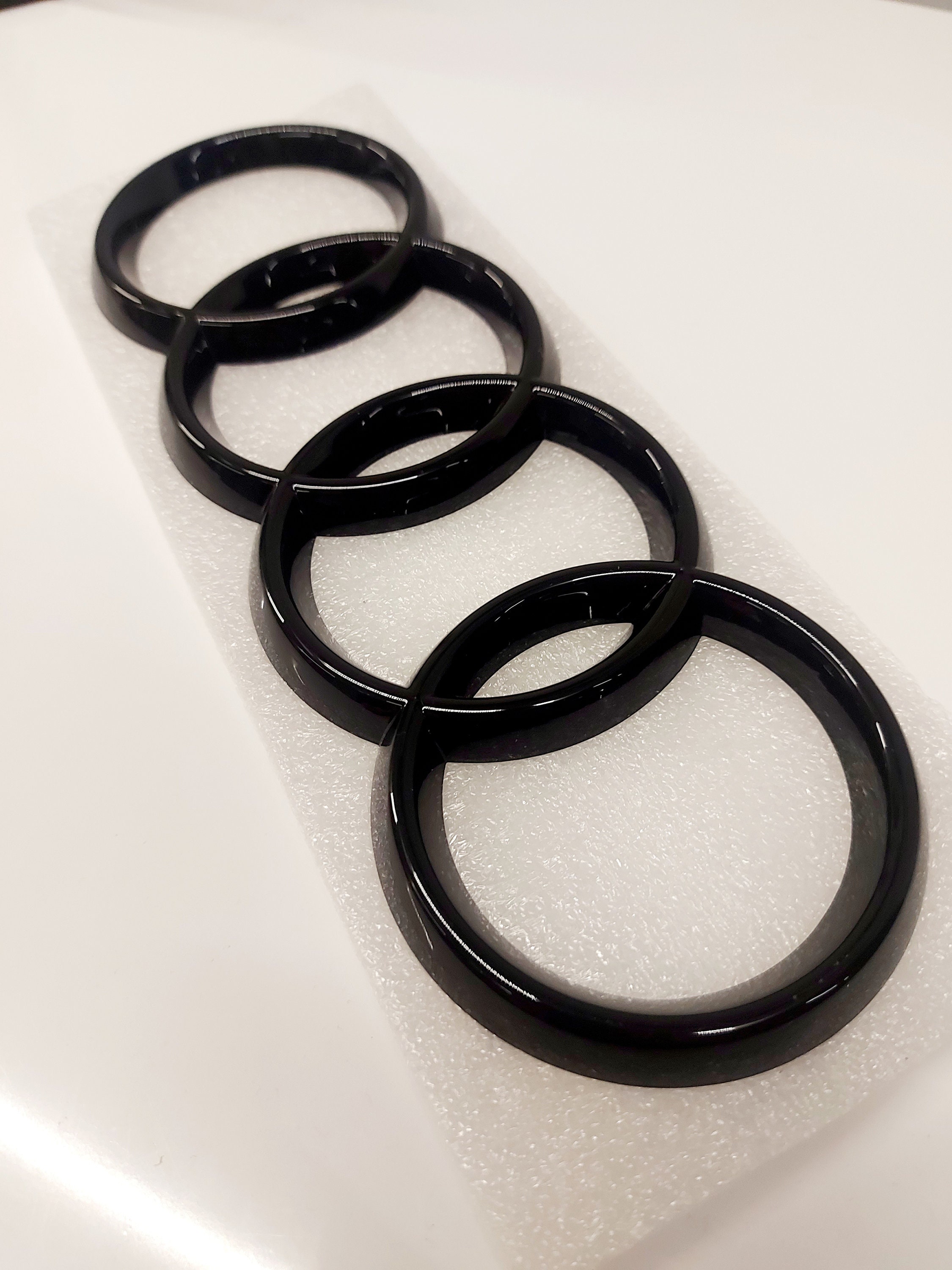 Small Audi Rings Audi Ring in All Sizes, (front) Emblem, Black Glossy, New in Foil ...