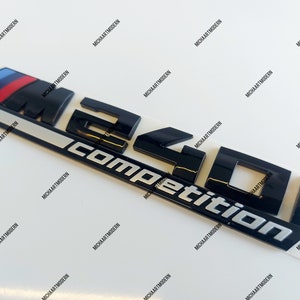 BMW M240i Competition emblem, glossy black, new in foil, lettering...