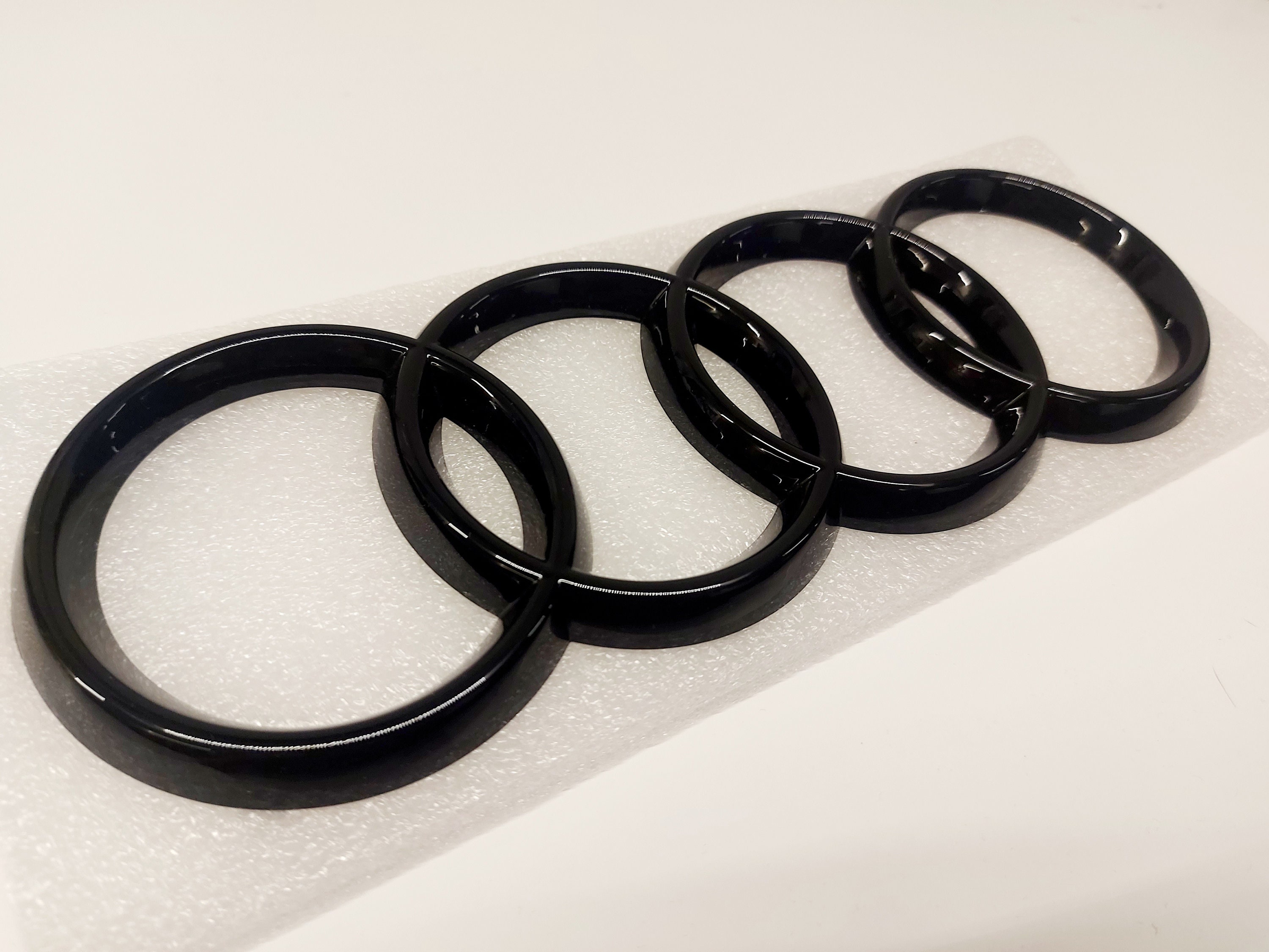 Small Audi Rings Audi Ring in All Sizes, (front) Emblem, Black Glossy, New in Foil ...