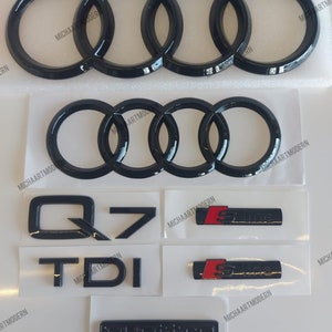 Audi Q7 Set Emblem, Glossy Black, Gloss Black, New in Foil, Badges Package, Quattro, Lettering, New, Exclusive Pack, 4L,4 M, 2004-23 image 1