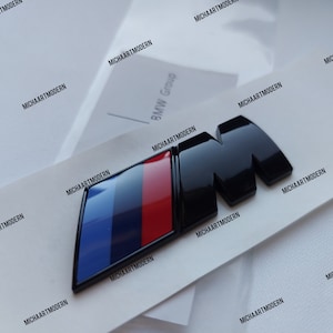 BMW M Emblem Schwarz Glänzend Neuware in Folie, 55x20 mm, 74x26 mm, 90x30 mm, passend für die Kotflügel oder fürs Heck, Schriftzug .....