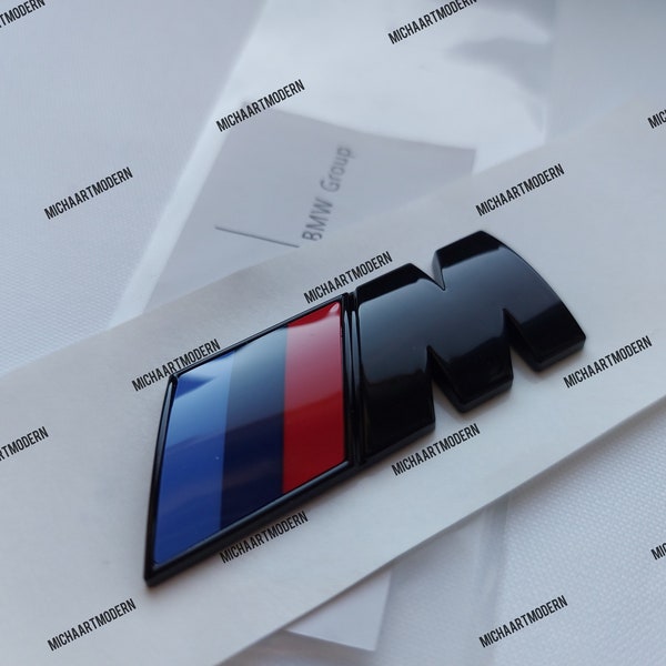 BMW M Emblem Schwarz Glänzend Neuware in Folie, 55x20 mm, 74x26 mm, 90x30 mm, passend für die Kotflügel oder fürs Heck, Schriftzug .....
