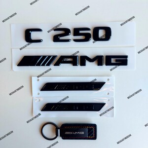 C 250 Set for Mercedes Benz - Emblem, Black Glossy New in Foil, Lettering, Badge, Sticker, C250